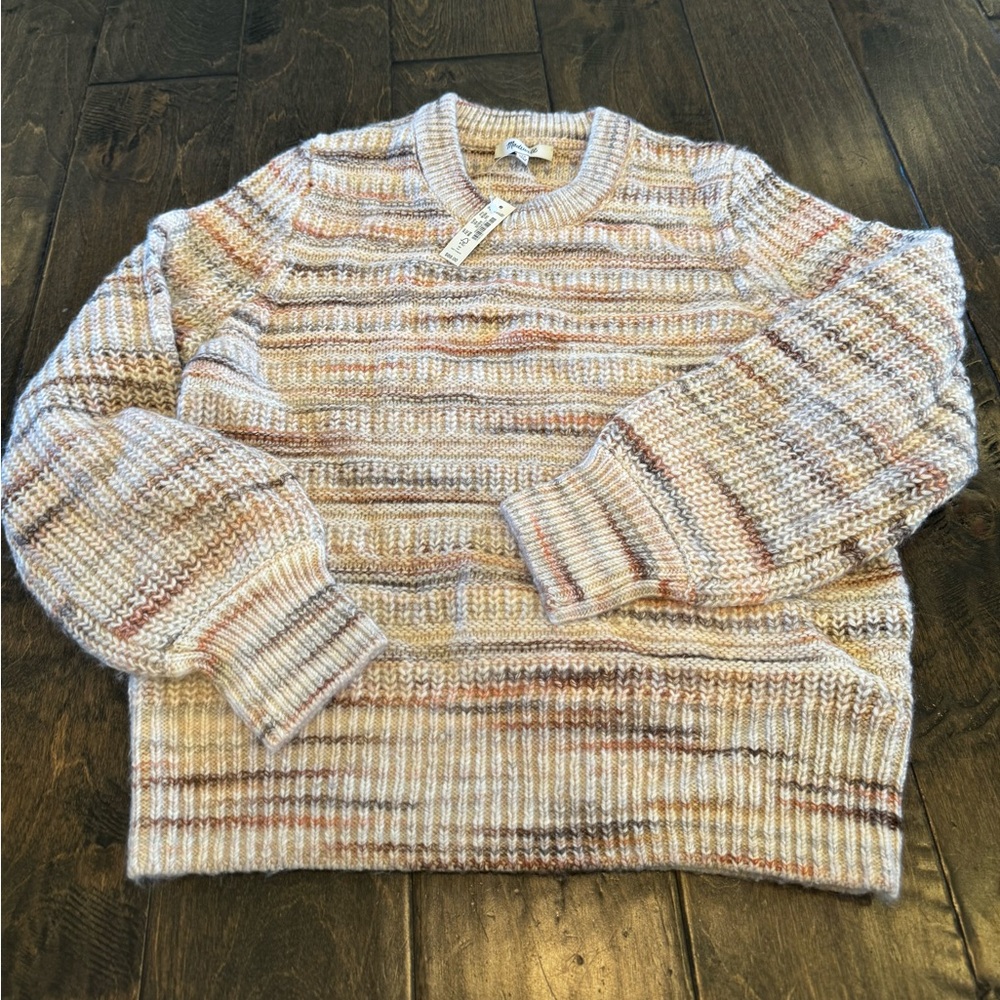 Madewell Spacedye Crewneck Sweater. New with Tags. XXS. Light Pink/purple.